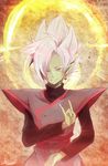  1boy dragon_ball dragon_ball_super earrings fanae green_skin grey_eyes male_focus pointy_ears super_saiyan_rose white_hair zamasu 