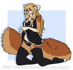  anthro canine clothed clothing dtalvi female kneeling legwear looking_at_viewer mammal panties smile solo thigh_highs underwear 
