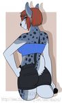  anthro butt canine clothed clothing dtalvi female looking_at_viewer mammal smile solo tight_clothing 