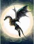  baphometall detailed_background detailed_scales digital_media_(artwork) dragon flying green_scales membranous_wings nude scales solo spread_wings white_bars wings wyvern 