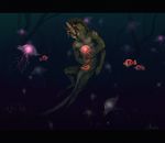  2012 5_fingers baphometall black_bars detailed_background digital_media_(artwork) dragon jellyfish male marine nude solo underwater water 