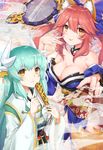  animal_ears caster_(fate/extra) cleavage fate/grand_order japanese_clothes kiyohime_(fate/grand_order) tail tokikouhime 