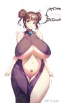  areola_slip areolae bad_id bad_pixiv_id bare_shoulders breasts brown_hair china_dress chinese_clothes curvy dress harry_(dudwofla) highres huge_breasts looking_at_viewer navel original panties pink_panties plump pubic_hair red_eyes short_hair simple_background solo spoken_blush tattoo tears thick_thighs thigh_gap thighs tied_hair trembling underboob underwear white_background wide_hips 