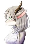  1girl deer female furry green_eyes grey_hair powaito short_hair solo 