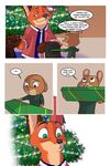  2017 akiric anthro canine christmas clothed clothing comic cub dialogue disney english_text female fox group holidays lagomorph male mammal nick_wilde rabbit text young zootopia 