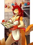  anthro apron canine clothing collar female fjorge fur hair inside looking_at_viewer mammal smile solo standing wide_hips 