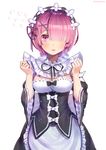  blush dress headdress pink_eyes pink_hair ram_(re:zero) shirt_hair 