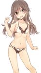  arashio_(kantai_collection) black_panties blush bra breasts brown_eyes brown_hair check_commentary collarbone commentary commentary_request eyebrows_visible_through_hair hair_between_eyes kantai_collection long_hair looking_at_viewer multi-strapped_panties nagami_yuu navel open_mouth panties simple_background sketch small_breasts solo underwear underwear_only white_background white_bra 