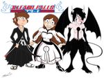  2boys arrancar black_hair bleach brown_hair crossover dipper_pines gravity_falls inoue_orihime kurosaki_ichigo mabel_pines multiple_boys non-web_source robbie_valentino tensa_zangetsu ulquiorra_cifer wings 