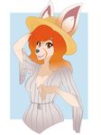  anthro breasts canine clothed clothing female hair hat kammymau looking_at_viewer mammal open_mouth smile solo 