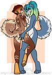  anthro blush breasts butt_fondling canine dog dtalvi duo featureless_breasts female female/female mammal nude smile standing 