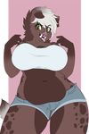  anthro clothed clothing female kammymau looking_at_viewer mammal obese overweight pig porcine smile solo standing tongue tongue_out tusks 