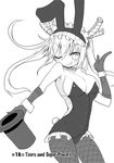  1girl blush breasts cleavage dragon_girl gloves horns kobayashi-san_chi_no_maidragon looking_at_viewer monochrome official_art tongue_out tooru_(maidragon) winking 