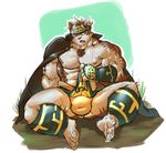  anthro bulge canine clothing horkeukamui male mammal muscular nipples simple_background solo tokyo_afterschool_summoners wolf zsefvgyjm456 
