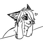  &lt;3 ambiguous_gender anthro cute evlampyshka feline fur hair mammal monochrome smile solo 