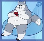  bean_bag canine fur grey_fur grey_wolf male mammal obese oreocakes over_weight overweight slightly_chubby stupidoreo tieg tongue tongue_out white_fur wolf 