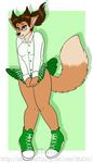  anthro canine clothed clothing dtalvi eyewear female fur glasses hair mammal simple_background solo standing wide_hips 