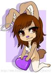  anthro breasts canine chibi dtalvi featureless_breasts female fur hair kneeling looking_at_viewer mammal smile solo 