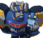  alien annoyed autobot blue_eyes cartoon_network cybertronian detachable detachable_head digital_media_(artwork) duo frown headless holding_object humanoid kkingkk machine male not_furry open_mouth optimus_prime robot sentinel_prime simple_background smile standing teeth transformers transformers_animated 