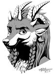 anthro canine horn mammal portrait slash_freezen taur wolf 