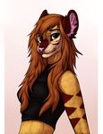  anthro canine clothed clothing female fur hair looking_at_viewer mammal simple_background solo zumjakal 
