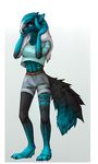  anthro canine clothed clothing female fur hair looking_at_viewer mammal simple_background solo standing wildkicheko zumjakal 