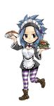  1girl blue_hair fairy_tail levy_mcgarden simple_background solo tagme waitress 