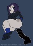  animated animated_gif ass bouncing_breasts breasts diamond full_body large_penis legs leotard penis purple_hair raven_(dc) short_hair teen_titans thighs 