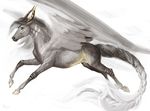 2017 alsaresnolynx braided_hair equine feathered_wings feathers feral fur grey_fur grey_hair hair hooves horn mammal pegasus simple_background solo white_background wings 