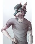  anthro clothed clothing fur hair looking_at_viewer male sergal simple_background solo zumjakal 