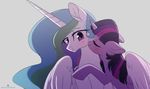  2017 blush duo equine eyelashes eyes_closed feathered_wings feathers female feral friendship_is_magic hair horn long_hair mammal momomistress multicolored_hair my_little_pony princess_celestia_(mlp) purple_eyes purple_feathers simple_background smile twilight_sparkle_(mlp) white_feathers winged_unicorn wings 