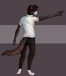  anthro canine clothed clothing fur gun hair handgun male mammal pistol ranged_weapon simple_background solo standing weapon zumjakal 