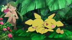  bikini bounsweet cuddling highres mao_(pokemon) pichu pokemon pokemon_(anime) pokemon_sm_(anime) screenshot sleeping 
