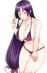  bikini breasts cleavage collarbone embarrassed fate/grand_order fate_(series) full_body half-closed_eyes large_breasts leaning_forward lips long_hair looking_at_viewer low-tied_long_hair md5_mismatch minamoto_no_raikou_(fate/grand_order) parted_lips purple_bikini purple_eyes purple_hair sabujiroko skindentation solo stomach swimsuit thigh_gap thighs very_long_hair 