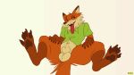 animal_genitalia animated anthro balls bodily_fluids bottomless canid canine clothed clothing cum digital_media_(artwork) disney ejaculation erection fox fully_sheathed fur genital_fluids genitals hands-free knot ksejl male mammal nick_wilde paws penis sheath shirt shirt_only short_playtime simple_background smile solo tail topwear topwear_only zootopia