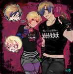  1boy 1girl artist_request ashley_graham earrings highres jewelry leon_s._kennedy monster multicolored_hair one_eye_closed pants pantyhose punk resident_evil resident_evil_4 resident_evil_4_(remake) shirt shorts 