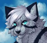  ambiguous_gender canine cloud feral fur hair headshot looking_at_viewer mammal smile solo zumjakal 