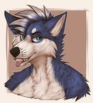  anthro canine fangs fluffy fur hair looking_at_viewer male mammal smile solo teeth tongue tongue_out zumjakal 