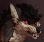  ambiguous_gender canine fangs feral fur hair mammal simple_background solo teeth zumjakal 