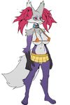  anthro braixen breasts cleavage clothed clothing collar female midriff nintendo nipple_slip oh-jiji pok&eacute;mon skimpy skirt solo video_games 