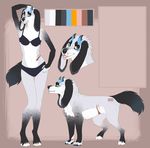  anthro armpits bra canine clothing female feral fur horn looking_at_viewer mammal model_sheet smile solo tongue tongue_out underwear zumjakal 