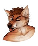  anthro canine fur hair looking_at_viewer male mammal simple_background smile solo tongue tongue_out zumjakal 