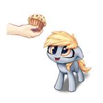  blonde_hair derpy_hooves_(mlp) duo equine feral food friendship_is_magic hair holding_food holding_object hooves horse inowiseei mammal muffin my_little_pony open_mouth pony solo_focus 