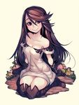  agnes_oblige boots bravely_default:_flying_fairy bravely_default_(series) breasts cleavage collarbone flower gloves highres long_hair looking_at_viewer medium_breasts parororo smile solo strapless thigh_boots thighhighs 