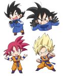  &gt;:| 1boy :d against_glass annoyed bidarian black_eyes black_gloves black_hair blonde_hair blue_coat boots chibi clenched_hands coat dougi dragon_ball dragon_ball_super dragon_ball_super_broly dragonball_z excited fighting_stance fingernails frown full_body gloves green_eyes happy looking_away male_focus open_mouth outstretched_arm red_eyes red_hair short_hair simple_background smile son_gokuu sparkling_eyes spiked_hair super_saiyan super_saiyan_god upper_body white_background winter_clothes wristband 