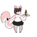  &lt;3 2017 anthro bb_(character) blush bow clothing collar digital_media_(artwork) female fishnet fishnet_legwear fur hair legwear nipples pasties sergal simple_background smol-mama_(artist) solo white_background 