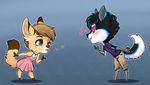  &lt;3 anthro canine chibi clothed clothing duo female fur hair male mammal redpixie simple_background smile standing 