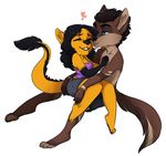  &lt;3 anthro canine chibi clothed clothing duo female fur hair hybrid kissing male male/female mammal redpixie smile 