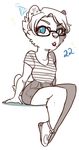  anthro canine chibi clothed clothing eyewear female fur glasses hair looking_at_viewer mammal redpixie sitting slightly_chubby solo 