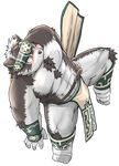  anthro bulge canine clothing cute futokage horkeukamui loincloth male mammal muscular simple_background solo tokyo_afterschool_summoners wolf 